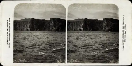 Stereo Foto Norwegen und Spitzbergen, Bäreninseln, Küste