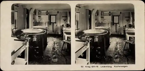 Stereo Foto Lazarettzug, Küchenwagen, I WK