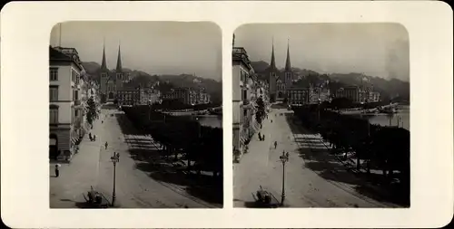 Stereo Foto Luzern Stadt Schweiz, Schweizerhof-Quai