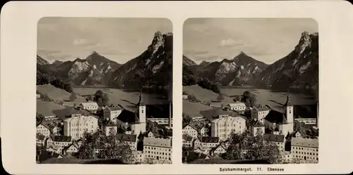 Stereo Foto Ebensee in Oberösterreich, Salzkammergut, Totalansicht