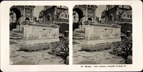 Stereo Foto Roma Rom Lazio, Forum Romanum, Anaglypha des Trajan