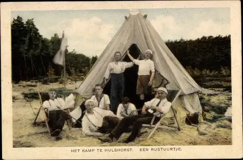 Ak Hoophuizen Hulshorst Gelderland, Camp, eine Ruhestunde