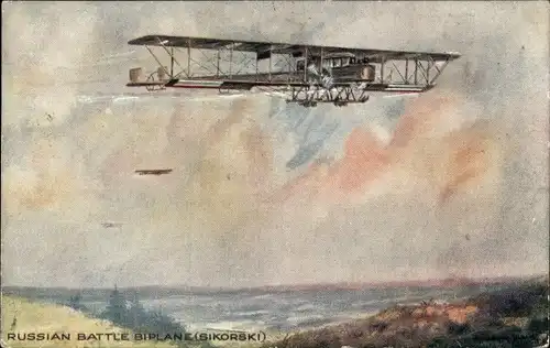 Künstler Ak Russisches Militärflugzeug Sikorski, Ilja Muromez