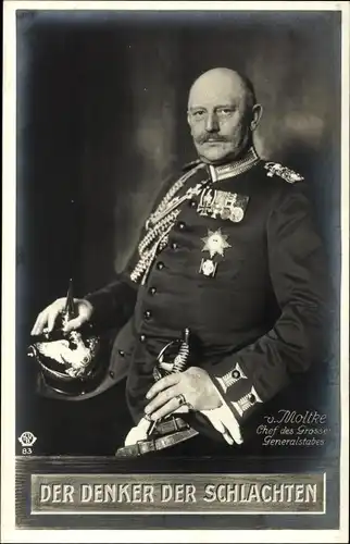 Ak Generalfeldmarschall Helmuth von Moltke, Denker der Schlachten, Portrait in Uniform, Orden