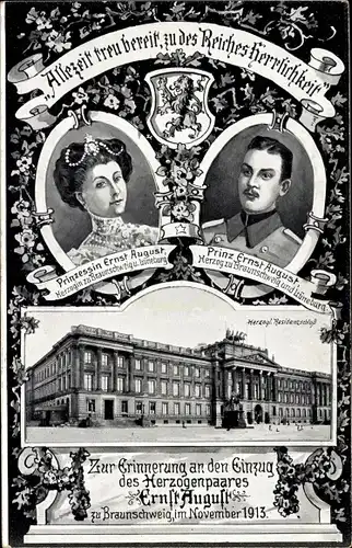 Ak Braunschweig in Niedersachsen, Prinzessin und Prinz Ernst August, Residenzschloss