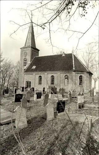 Ak Hempens Friesland Niederlande, Kirche, Friedhof