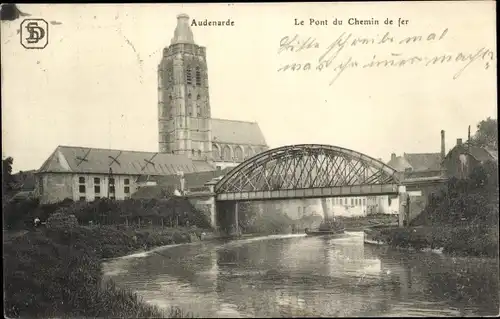 Ak Oudenaarde Audenarde Ostflandern, Le Pont du Chemin de fer