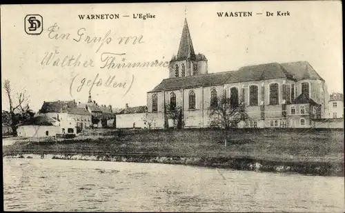 Ak Warneton Wallonien Hennegau, Kirche