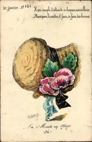 Künstler Ak Frauenhut, Mode 1909