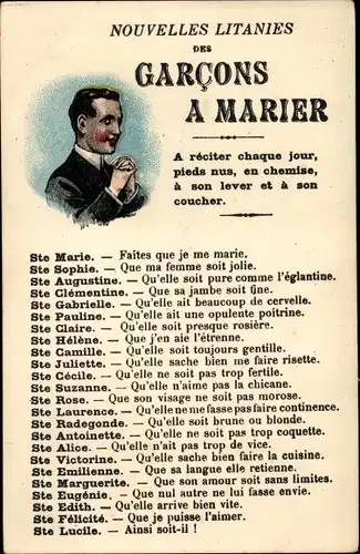 Ak Neue Litanei der verheirateten Jungen