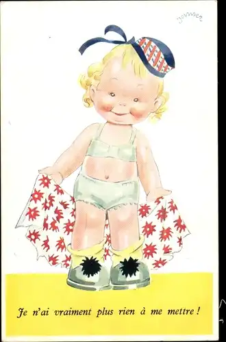 Künstler Ak Janser, Mädchen im Bikini, ich habe wirklich nichts mehr zum Anziehen