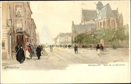 Künstler Litho Cassiers, Bruxelles Brüssel, Rue de la Regence