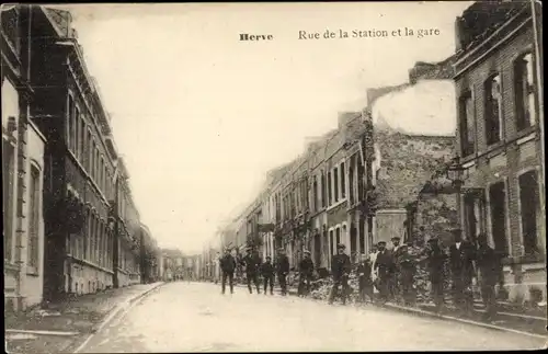 Ak Herve Wallonien Lüttich, rue de la Station, la Gare