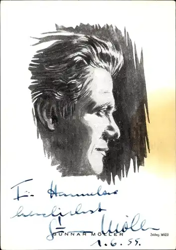 Ak Schauspieler Gunnar Möller, Portrait, Profilansicht, Autogramm