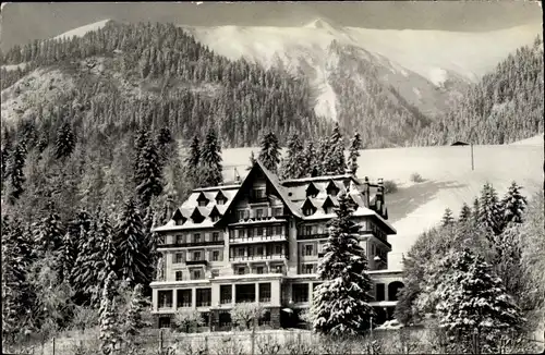 Postkarte Château d'Œx Oex Kanton Waadt, Schloss im Winter