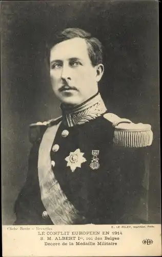 Ak König Albert I. von Belgien, Portrait in Uniform