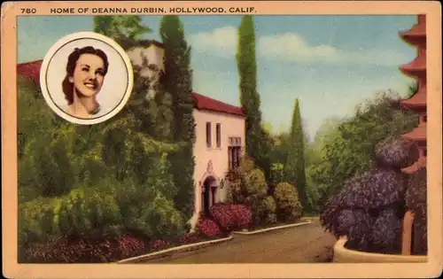 Ak Schauspielerin Deanna Durbin, Home, Hollywood California