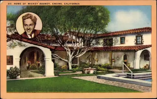 Ak Encino Los Angeles Kalifornien USA, Home of  Mickey Rooney, Schauspieler
