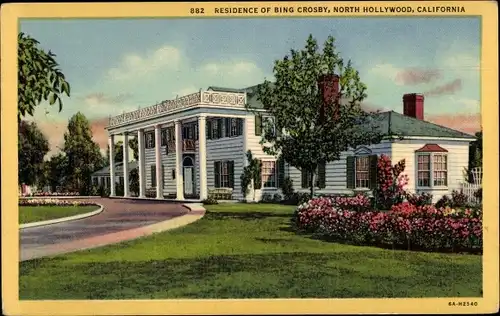 Ak North Hollywood Los Angeles Kalifornien USA, Residence of Bing Crosby, exterior view