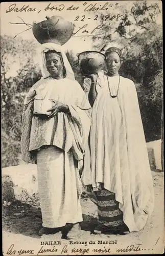 Ak Dakar Senegal, Retour du Marché, Rückkehr vom Markt