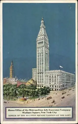 Ak Manhattan New York City USA, Madison Square, Metropolitan Life Insurance Company