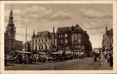 Ak Moravská Ostrava Mährisch Ostrau Region Mährisch Schlesien, Ringplatz, Marktstände