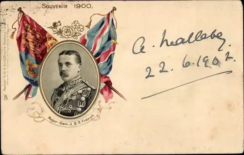 Präge Litho Generalmajor JDP Französisch, Porträt
