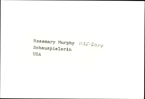 Foto Schauspielerin Rosemary Murphy, Portrait, Autogramm