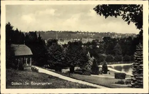 Ak Döbeln in Sachsen, Bürgergarten, See, Spazierweg