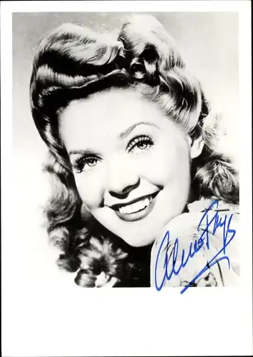 Ak Schauspielerin Alice Faye, Portrait, Autogramm