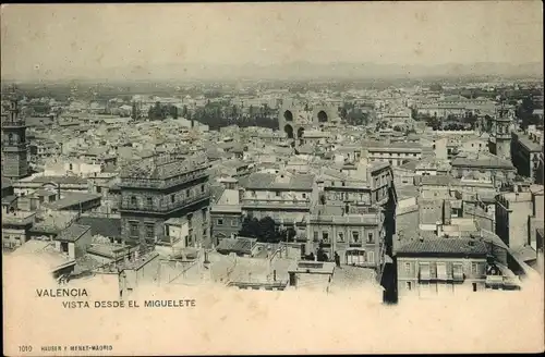 Ak Valencia Stadt Spanien, Stadtpanorama von El Miguelete