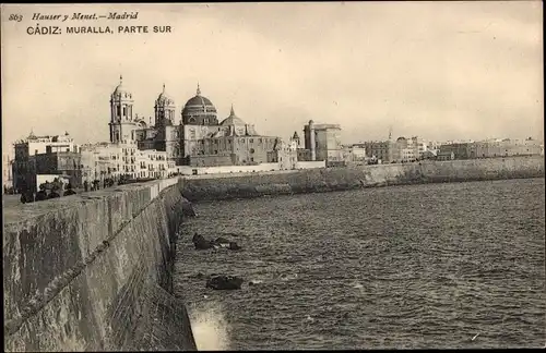 Ak Cádiz Andalusien, Mauer, Südteil