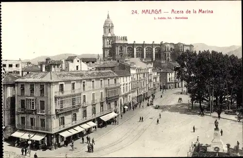 Ak Malaga Andalusien Spanien, Bürgersteig der Marina