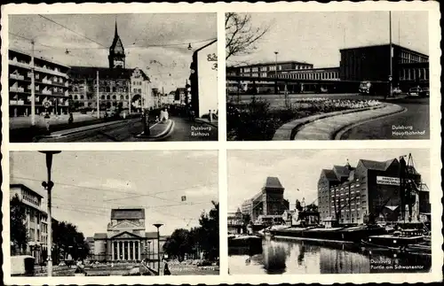 Ak Duisburg im Ruhrgebiet, Rathaus, Hauptbahnhof