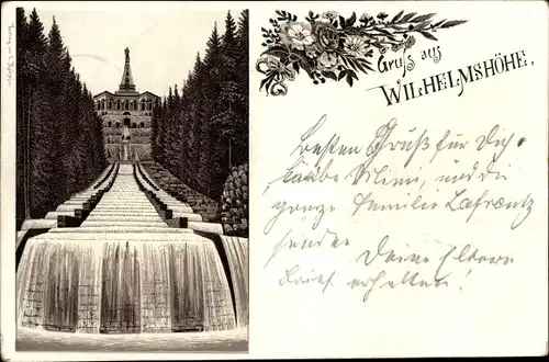 Litho Bad Wilhelmshöhe Kassel in Hessen, Kaskaden, Herkules-Denkmal