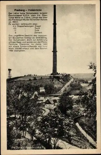 Ak Halsbrücke in Sachsen, Hohe Esse, 140 Meter hoher Schornstein