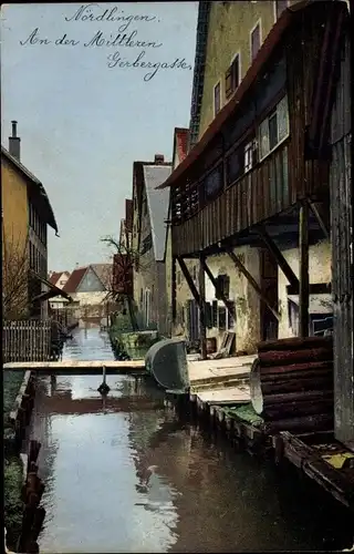 Ak Nördlingen Schwaben, Mittlere Gerbergasse, Photochromie, Nenke und Ostermaier 151 2797