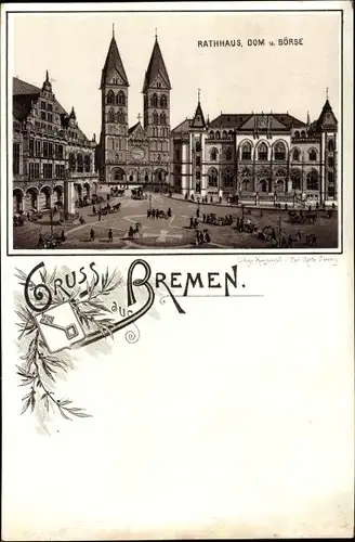 Litho Hansestadt Bremen, Rathaus, Dom, Börse