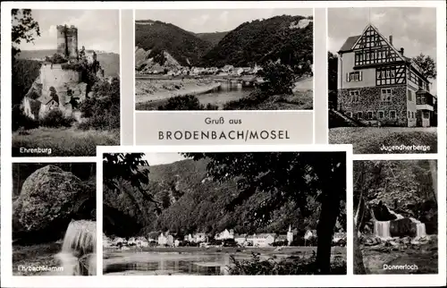 Ak Brodenbach an der Mosel, Ehrenburg, Jugendherberge, Donnerloch, Ehrbachklamm