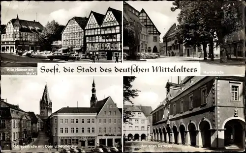 Ak Soest in Westfalen, Altes Rathaus, Marktstraße, Alte Häuser, Dom, Petrikirche, Rathausstraße