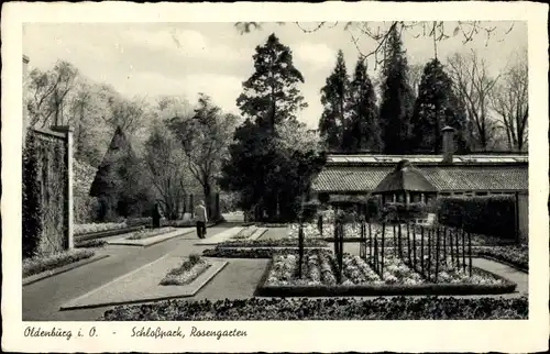 Ak Oldenburg im Großherzogtum Oldenburg, Schlosspark, Rosengarten