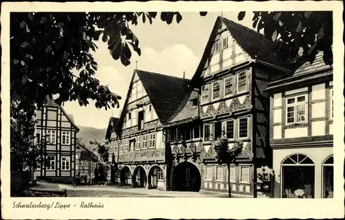 Ak Schwalenberg in Lippe, Rathaus, Fachwerkhäuser