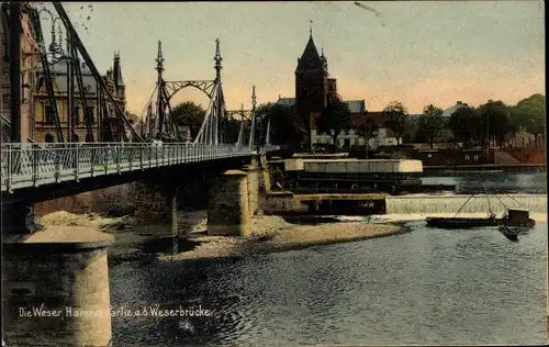 Ak Hameln an der Weser Niedersachsen, Weserbrücke