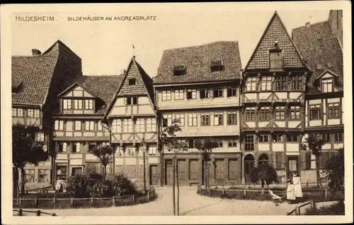 Ak Hildesheim in Niedersachsen, Gildehäuser am Andreasplatz