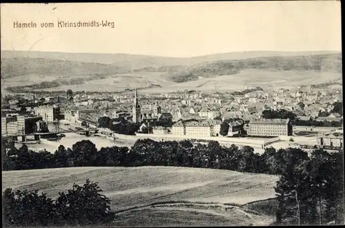 Ak Hameln in Niedersachsen, Blick vom Kleinschmidts Weg auf den Ort