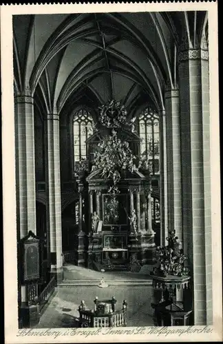 Ak Schneeberg im Erzgebirge, St. Wolfgangkirche, Innenansicht