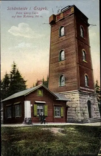 Ak Schönheide im Erzgebirge Sachsen, Prinz Georg Turm auf dem Kuhberg