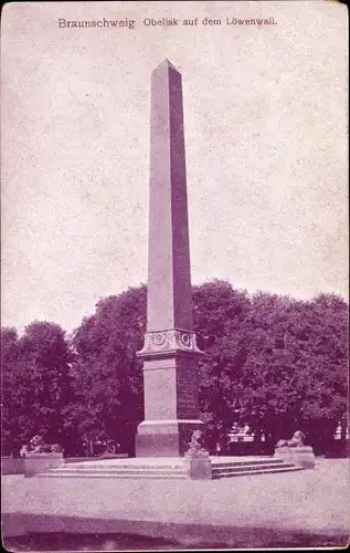 Ak Braunschweig in Niedersachsen, Obelisk auf dem Löwenwall