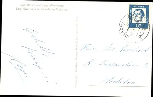 Ak Pullach im Isartal, Burg Schwaneck, Jugendheim, Jugendherberge