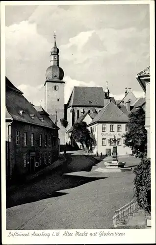 Ak Arnsberg Westfalen, Alter Markt mit Glockenturm